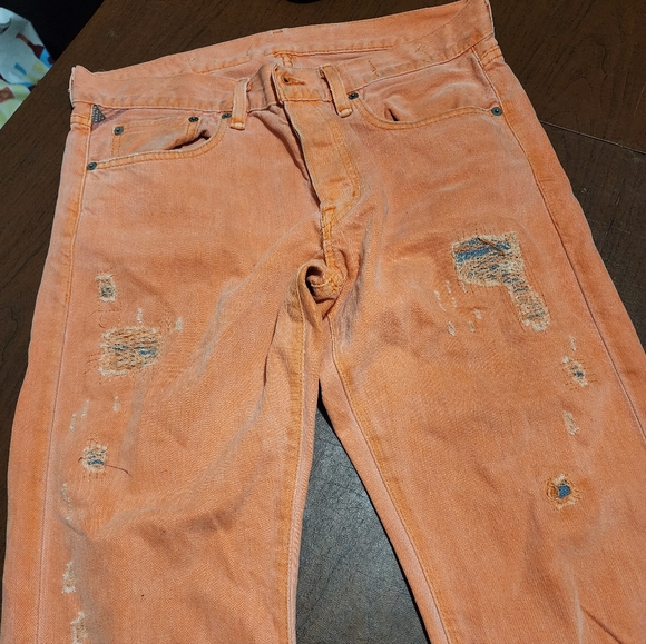 Denim & Supply Ralph Lauren Orange Distressed Slim Jeans - Picture 7 of 13